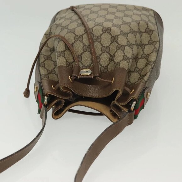 GUCCI GG Supreme Web Sherry Line Bag PVC Beige Gold 41 02 034 Auth 139660 - Picture 7 of 16